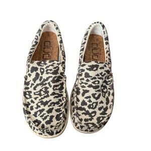 Hey Dude Misty Woven Cheetah Gray Slip-Ons-Size 7